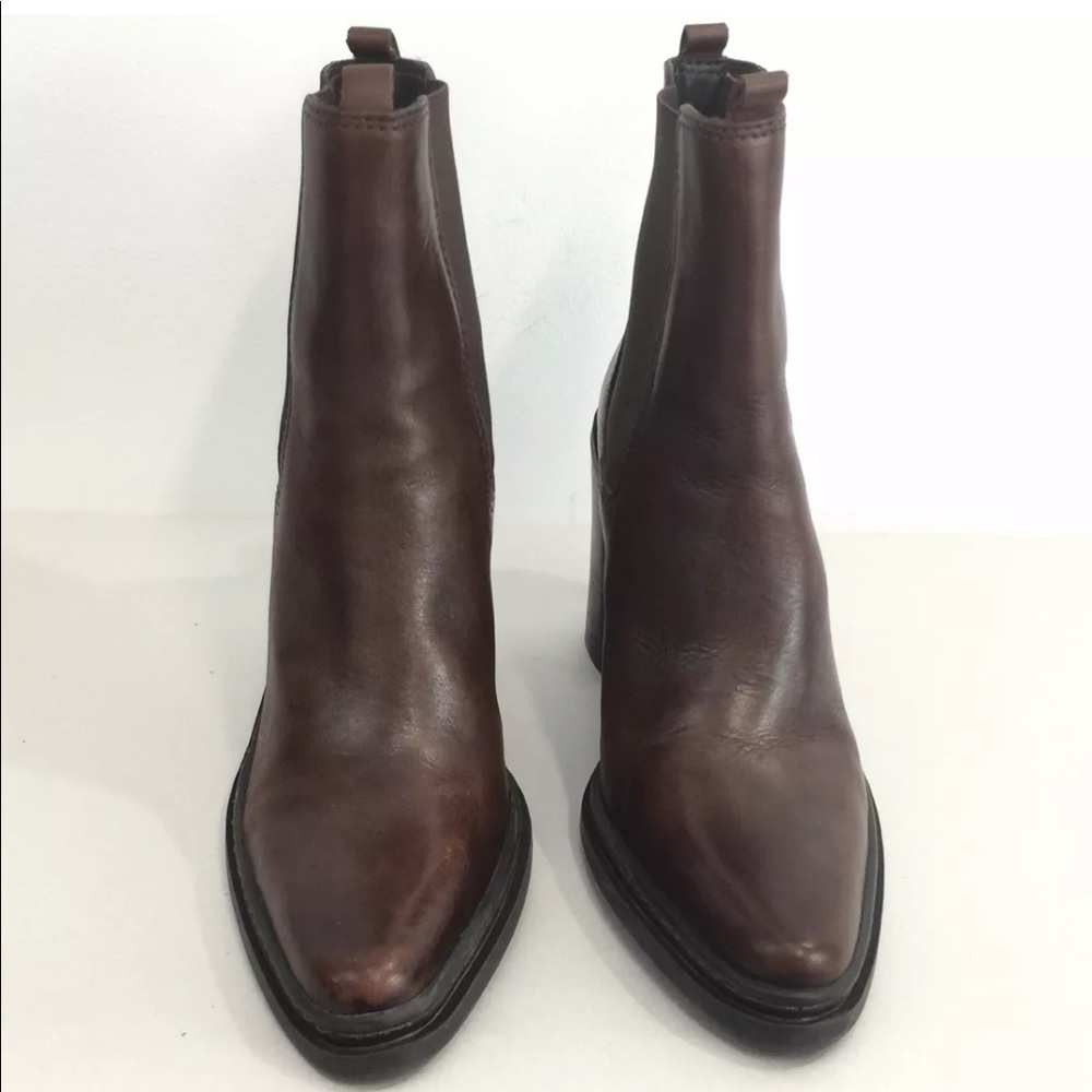 MIA Brown Pointed Toe Boots Block Heel Bootie